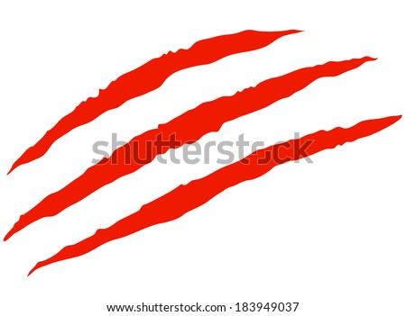 Red bloody claw scratches vector illustration EPS8
