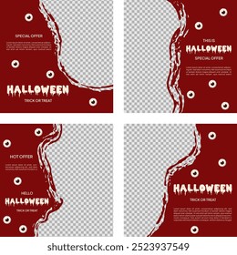 modelo vermelho sangrento de halloween definido para mídias sociais