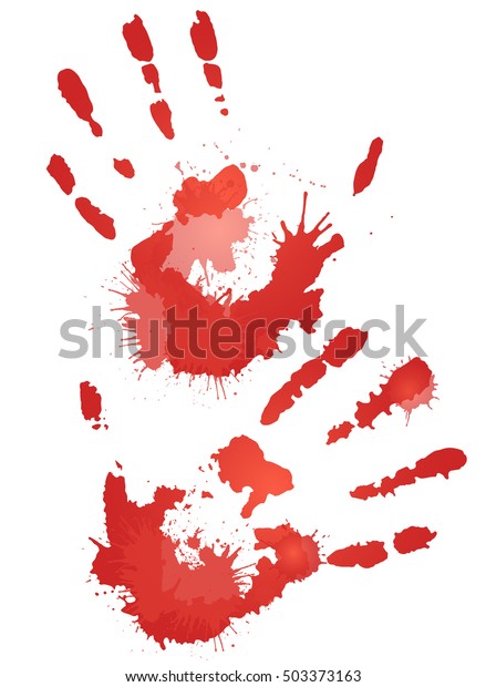 Red Bloody Hand Prints Splashes Vector Stock Vector (Royalty Free ...