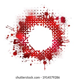 Red bloody stain. Frame for text. Vector illustration