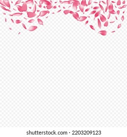 Red Bloom Vector Transparent Background. Rosa SummerDrop Texture. Floral Down Congratulation. Cherry Marriage Banner. Color Blossom Feminine Cover.