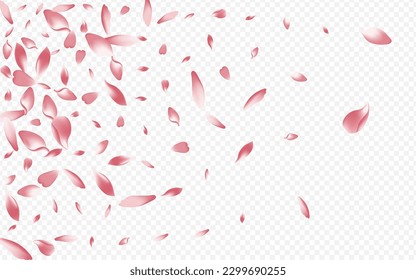 Red Blooming Vector Transparent Background. Rosa Invitation Template. Lotus Romance Poster. Cherry SummerDrop Card. Light Confetti March Banner.
