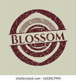 Red Blossom distressed rubber seal with grunge texture
