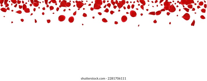 Vector de Volante Rojo Blossom Fondo Panorámico Blanco. Cubierta de Petal desenfoque. Hermosa Plantilla De Flor. Delicada Ilustración De Belleza De Cerezo.