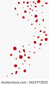 Red Blossom Tender Vector Transparent Background. Flying Lotus Texture. Beautiful Petal Summer Illustration. Pink Peach Blur Template.
