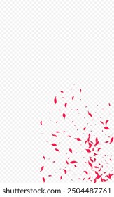 Red Blossom Vector Transparent Background. Blur Petal Frame. Delicate Rose Falling Cover. Beautiful Japan Peach Backdrop.