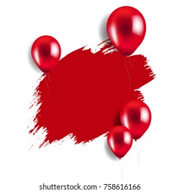 Red Blot With Balloons With Gradient Mesh, Vector Illustration