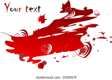 Red blot with hearts - vector illustration