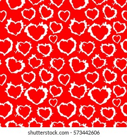 Red blots hearts. Seamless texture. EPS 8.