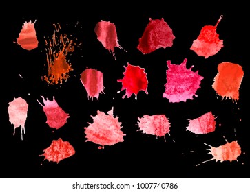 red blots on a black background. set splash color