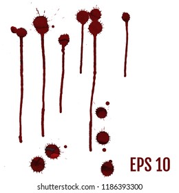 Red blots of watercolor paint. Vector illustration.