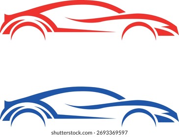 Ilustración vectorial de Logo de Coche Azul Rojo 