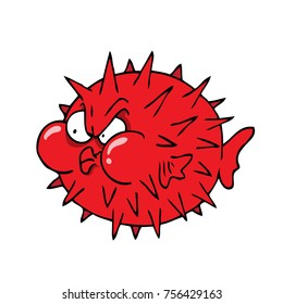 Red blowfish getting mad