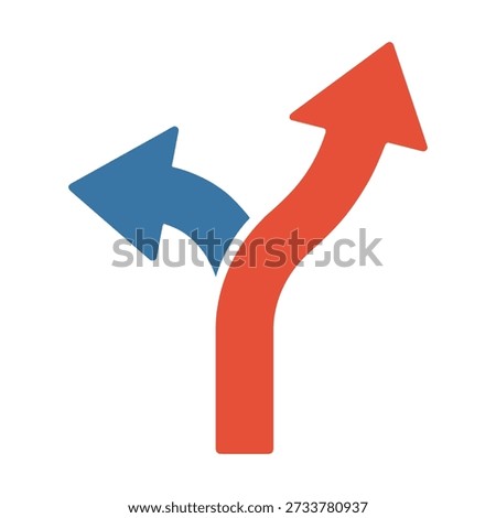 Red and blue 3D arrows on white background symbolizing direction growth and choice