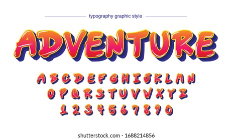 Red Blue 3D Bold Comics Modern Cartoon Artistic Font Typography Alphabet