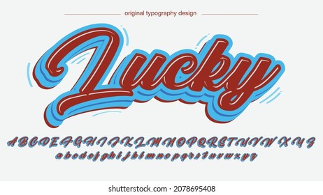 red and blue 3d calligraphy artistic font