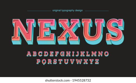 Red and Blue 3D Slab Serif Gaming Sports Headline Künstlerische Schriftarttypografie