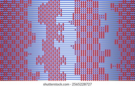 Red blue abstract background with light. Geometric lines form various woven patterns. Endless vector design.