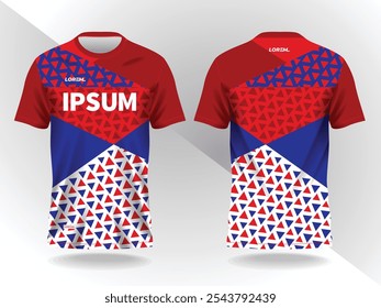 red and blue abstract background and pattern for sport jersey design and mockup
