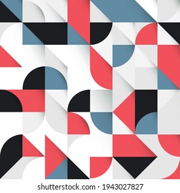 Red and blue abstract Geometric Shapes Background. Seamless Vector