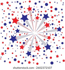 Red and blue abstract lines fireworks with volleyball isolated on white background