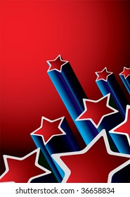 red and blue abstract seventies background with shooting stars