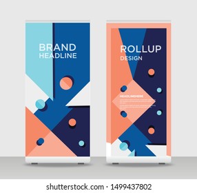Red blue Abstract Shapes Modern Exhibition Advertising Trend Business Roll Up Banner Stand Poster Brochure flat design template creative concept. Red blue Roll Up EPS. Presentation Cover