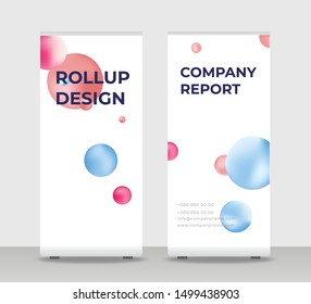 Red blue Abstract Shapes Modern Exhibition Advertising Trend Business Roll Up Banner Stand Poster Brochure flat design template creative concept. Red blue Roll Up EPS. Presentation Cover