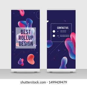Red blue Abstract Shapes Modern Exhibition Advertising Trend Business Roll Up Banner Stand Poster Brochure flat design template creative concept. Red blue Roll Up EPS. Presentation Cover
