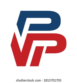 red blue abstract sporty WP logo initial P & W letter graphic concept vector icon template