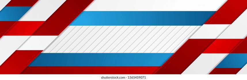 Design de banner corporativo de tecnologia abstrata vermelha e azul. O papel listram o plano de fundo geométrico. Ilustração vetorial