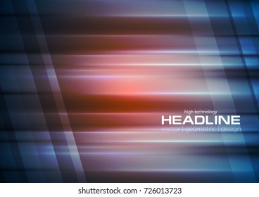Red and blue abstract technology futuristic background. Vector glowing stripes design