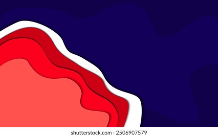 Red and blue abstract vector background . Abstract wave shape paper cut background.
