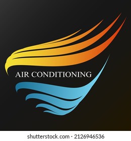 Red and blue air flows design for air conditioner. Cooling and heating system