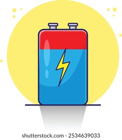 Fuente de alimentación electrónica de Vector de batería alcalina roja y azul. Equipo colorido de la fuente de alimentación para el teléfono móvil y otros
