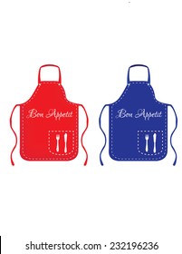 Red and blue apron, chef apron, apron set