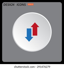 Red, blue arrow. arrow indicates the direction. icon. vector design
