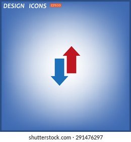 Red, blue arrow. arrow indicates the direction. icon. vector design