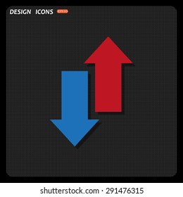 Red, blue arrow. arrow indicates the direction. icon. vector design