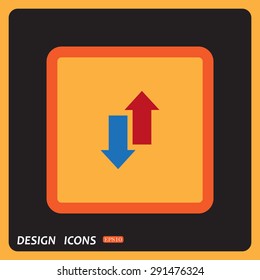 Red, blue arrow. arrow indicates the direction. icon. vector design