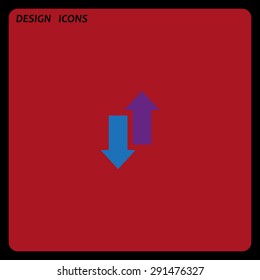 Red, blue arrow. arrow indicates the direction. icon. vector design