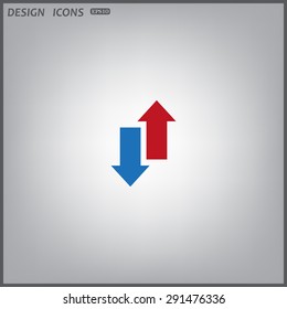 Red, blue arrow. arrow indicates the direction. icon. vector design