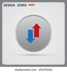 Red, blue arrow. arrow indicates the direction. icon. vector design