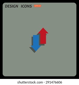 Red, blue arrow. arrow indicates the direction. icon. vector design