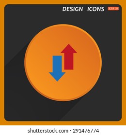Red, blue arrow. arrow indicates the direction. icon. vector design