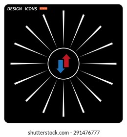 Red, blue arrow. arrow indicates the direction. icon. vector design