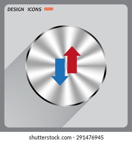 Red, blue arrow. arrow indicates the direction. icon. vector design