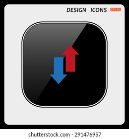 Red, blue arrow. arrow indicates the direction. icon. vector design