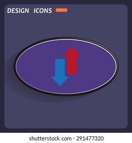 Red, blue arrow. arrow indicates the direction. icon. vector design