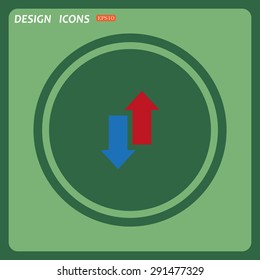 Red, blue arrow. arrow indicates the direction. icon. vector design